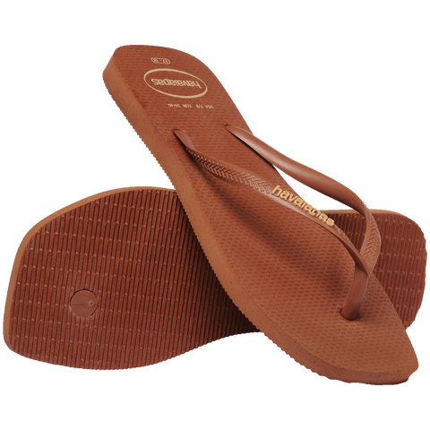 Chinelo Havaianas Slim Square Logo Pop Ferrugem