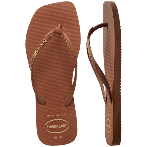 Chinelo Havaianas Slim Square Logo Pop Ferrugem