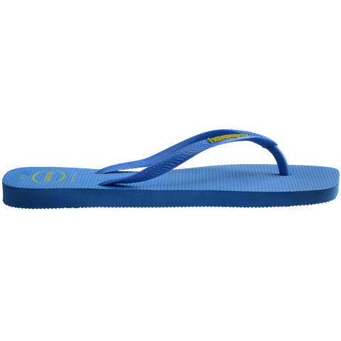 Chinelo Havaianas Slim Square Logo Pop Azul Brilhante