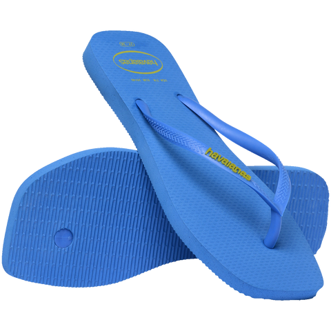 Chinelo Havaianas Slim Square Logo Pop Azul Brilhante