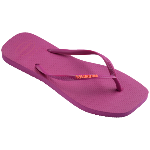 Chinelo Havaianas Slim Square Logo Pop Rosa Gum