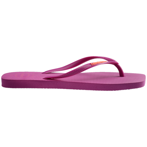 Chinelo Havaianas Slim Square Logo Pop Rosa Gum
