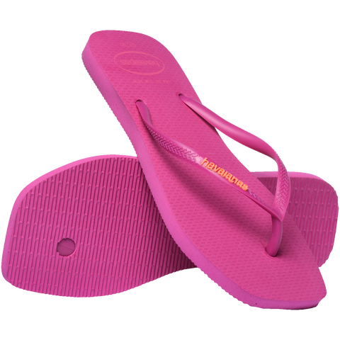 Chinelo Havaianas Slim Square Logo Pop Rosa Gum