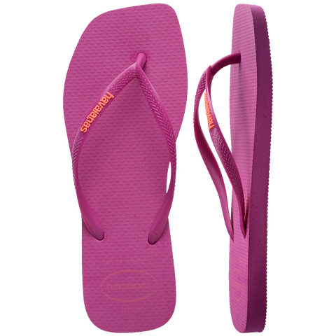 Chinelo Havaianas Slim Square Logo Pop Rosa Gum