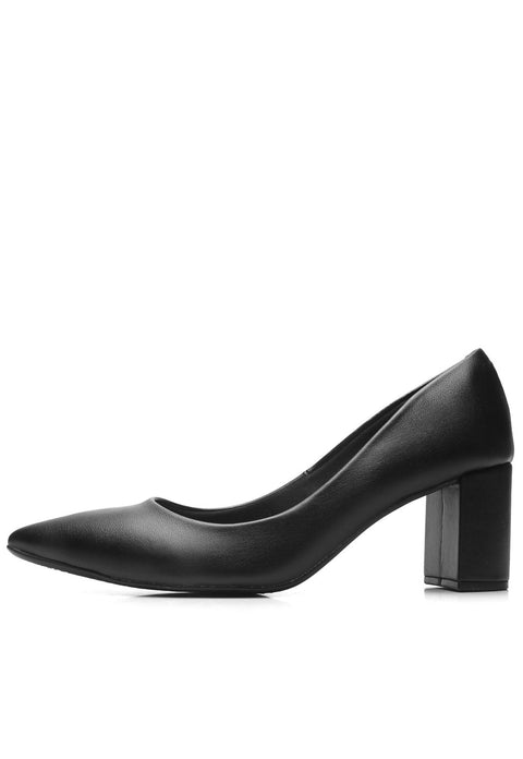Scarpin Beira Rio 4241-200 Bico Fino Salto Bloco Preto Napa