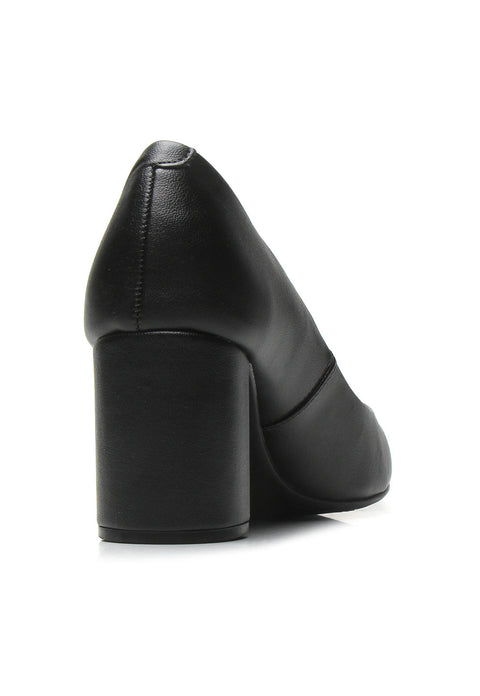 Scarpin Beira Rio 4241-200 Bico Fino Salto Bloco Preto Napa