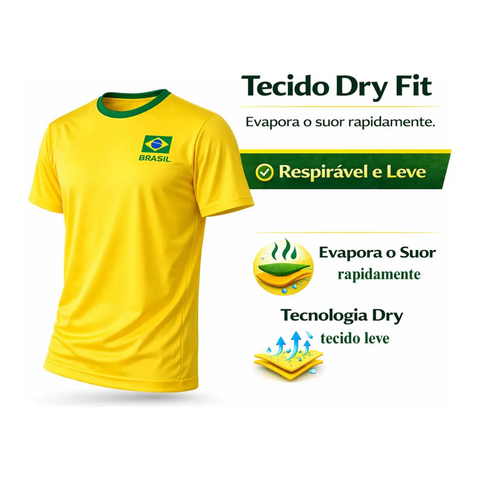 Camiseta Brasil Torcedor Seleção Dry Fit Unissex