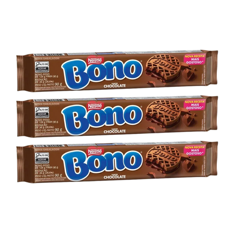 Biscoito Recheado Chocolate BONO® 3x90G
