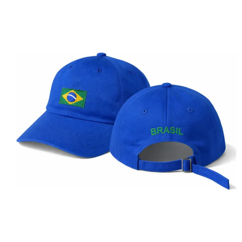 Boné Brasil Bandeira Bordado Ajustável Aba Curva Unissex