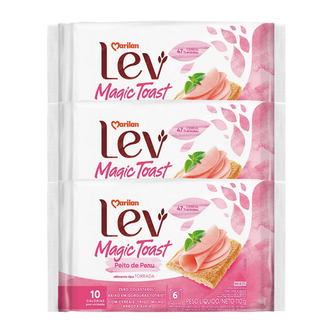 Kit 3 Torrada Lev Magic Toast Peito de Peru 110g