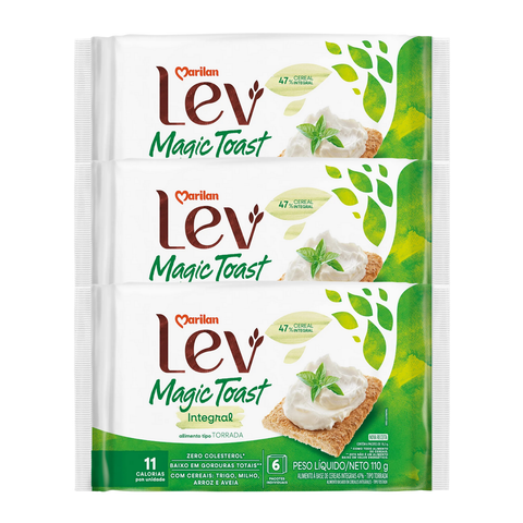 Kit 3 Torrada Lev Magic Toast Integral 110g