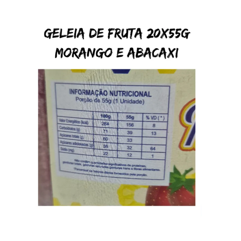 Geleia D´Água Tradicional 55g C/ 20 Unidades - Vica Doces