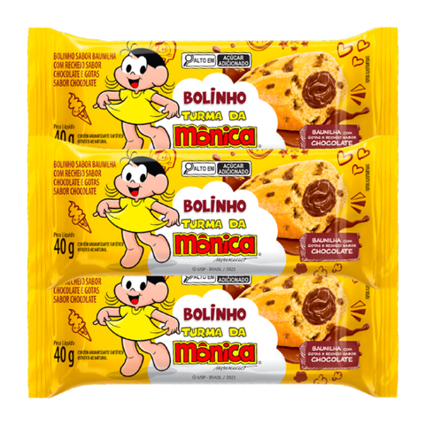 Kit Bolinho Turma da Mônica 3x40g -Sabores