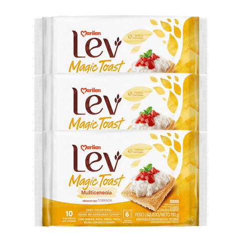 Kit 3 Torrada Lev Magic Toast Multicereais 110g
