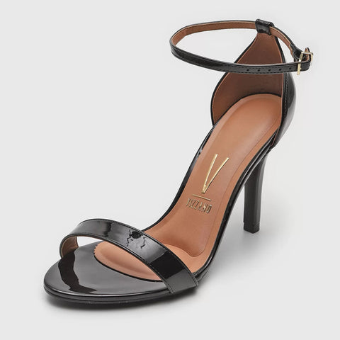 Sandália Vizzano 6249-452 Salto Alto Preto Verniz