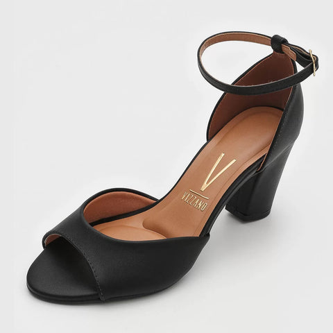Sandália Vizzano 6262-406 Salto Bloco Preto Napa