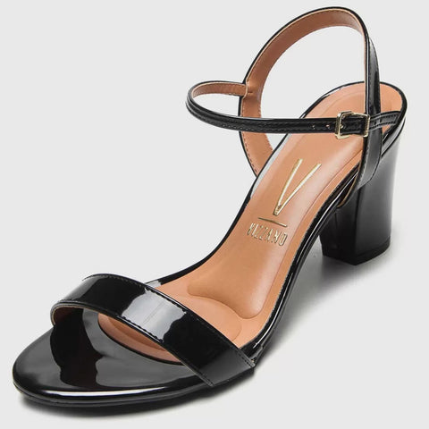 Sandália Vizzano 6262-474 Salto Bloco Preto Verniz