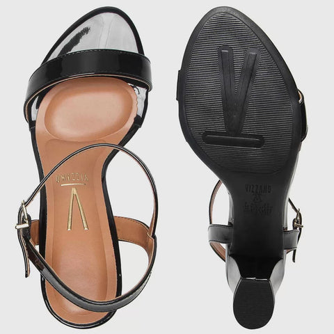 Sandália Vizzano 6262-474 Salto Bloco Preto Verniz