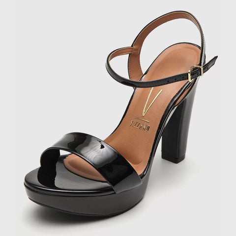 Sandália Vizzano 6292-200 Salto Alto com Plataforma Preta Verniz