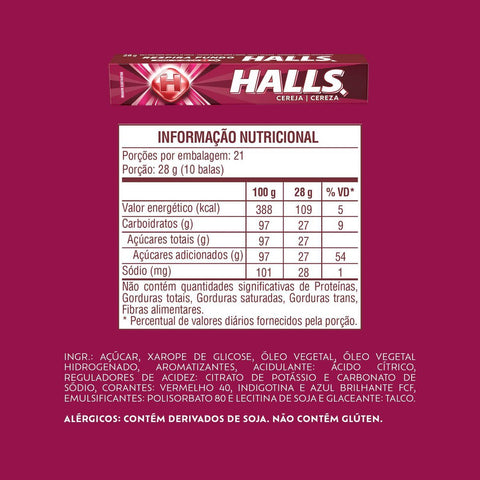 Drops Halls Cereja Caixa 21x28g