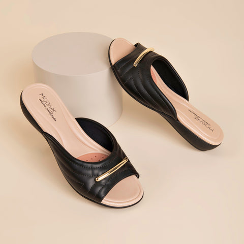 Sandália Rasteira Modare 7127-246 Sem Cadarço (Slip-on) Preta