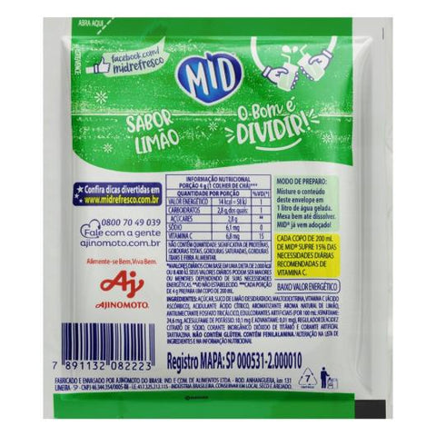 Suco Em Pó Mid Sabor Limão - 15x20g