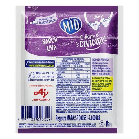 Suco Em Pó Mid Sabor Uva- 15x20g