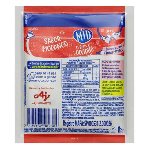 Suco Em Pó Mid Sabor Morango - 15x20g