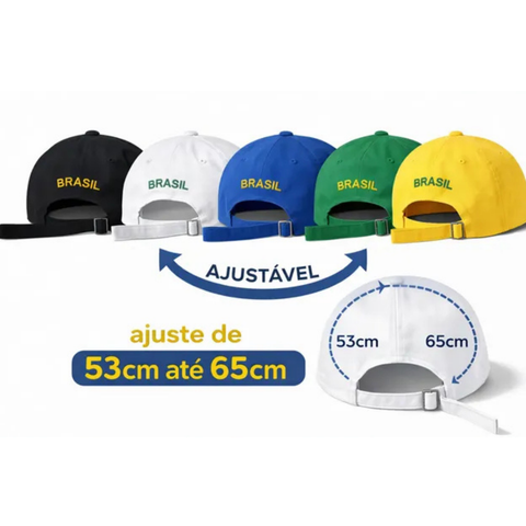 Boné Brasil Bandeira Bordado Ajustável Aba Curva Unissex