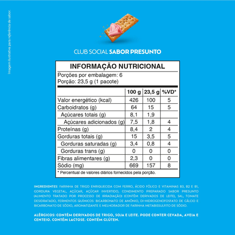 Biscoito Club Social Presunto 288g