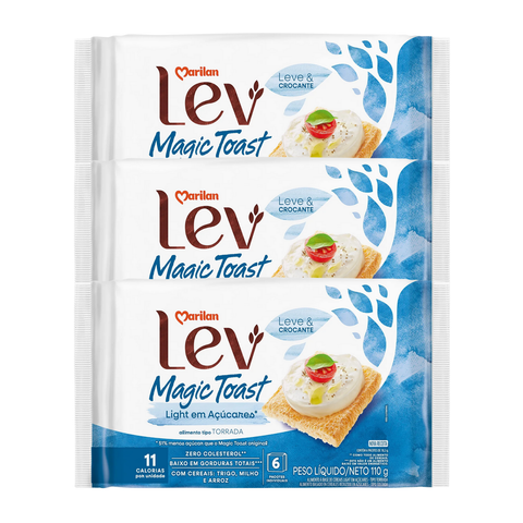 Kit 3 Torrada Lev Magic Toast Light 110g
