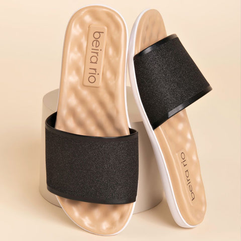 Sapatilha Beira Rio 8360-353 Sem Cadarço (Slip-on) Preto com Glitter