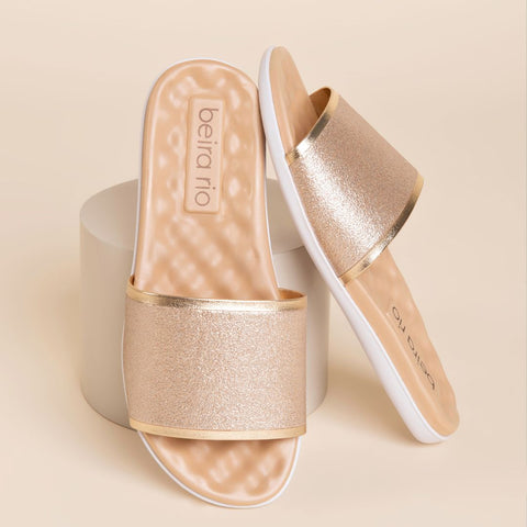 Sapatilha Beira Rio 8360-353 Sem Cadarço (Slip-on) Dourado com Glitter