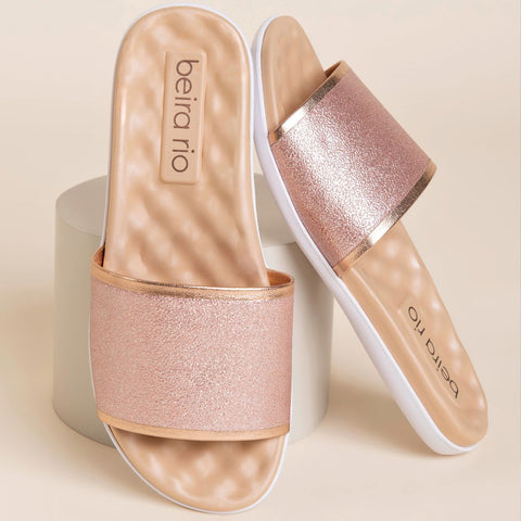 Sapatilha Beira Rio 8360-353 Sem Cadarço (Slip-on) Rosé com Glitter