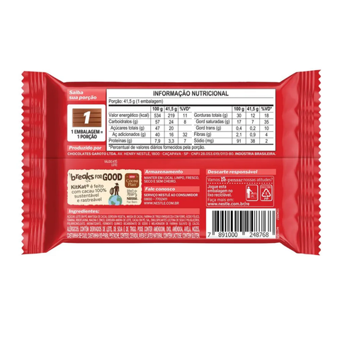 Chocolate Kit Kat Nestle Ao Leite 3x41.5g