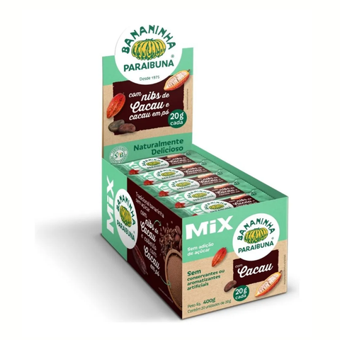Bananinha Paraibuna MIX Sem Açúcar com Nibs de Cacau e Cacau em Pó 100% - 400g