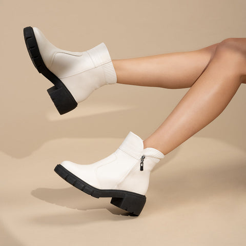 Bota Cano Curto Beira Rio 9077-211 Salto Baixo Branca