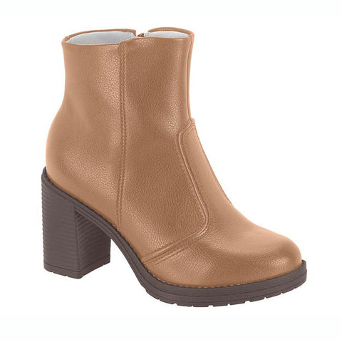 Bota Cano Curto Beira Rio 9088-101 Salto Bloco Caramelo