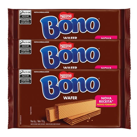 Biscoito Wafer Bono Chocolate 3x110g