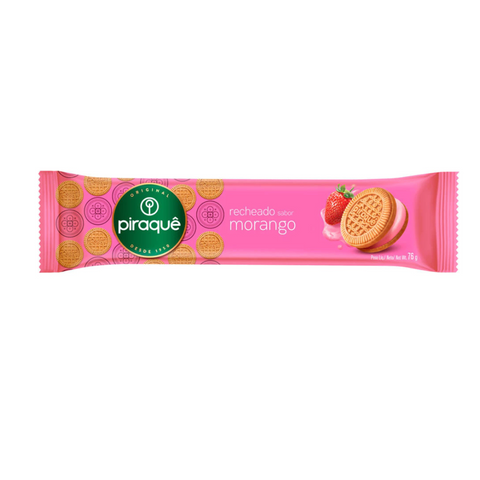 Biscoito Piraquê Recheado Sabor Morango 76g
