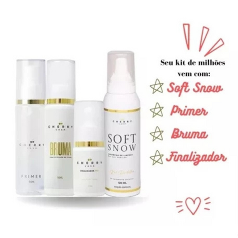 Kit Retenção Cílios Espuma Finalizador Bruma Primer Cherry