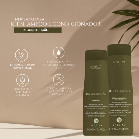 Kit Reconstrução Shampoo E Condicionador 300g Arvensis