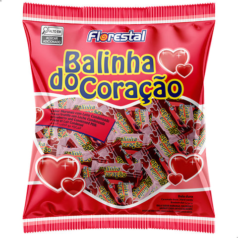 Pacote Balinha do Coração Morango 500 g Florestal