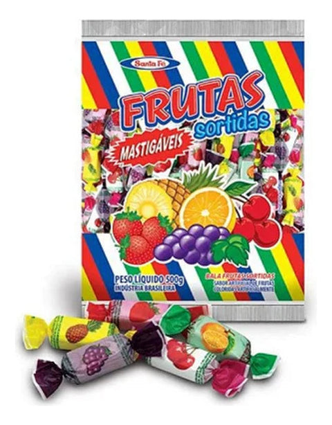 Bala Mastigável Frutas Sortidas Santa Fé 600g