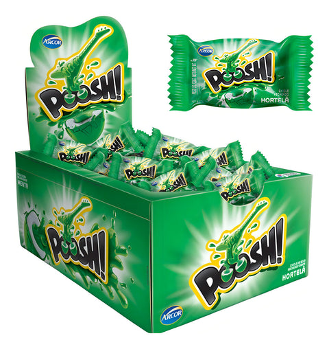 Gomas De Mascar Recheada Poosh Sabores 200g Display Com 40un Gosto Hortelã