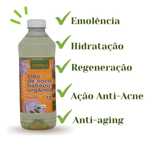 Óleo De Coco Babaçu Refinado 1 Litro - Orgânico (sem Glúten)