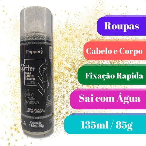 Spray Glitter para Roupas Cabelo Corpo