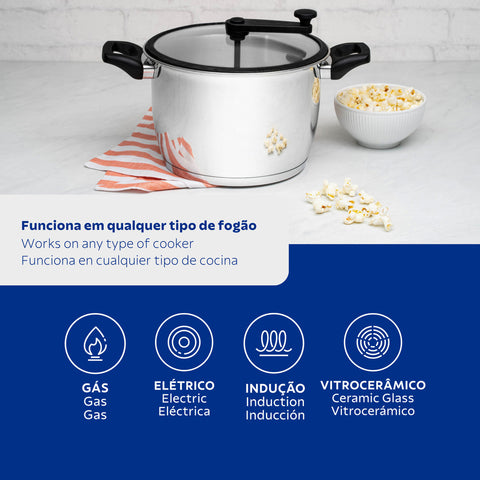 Pipoqueira Tramontina Allegra Aço Inox Indução 22cm