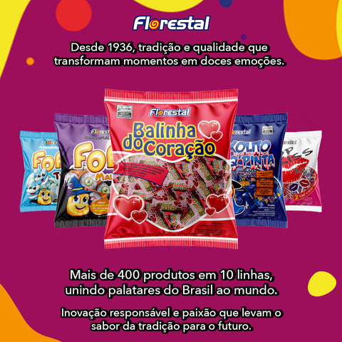 Pacote Balinha do Coração Morango 500 g Florestal