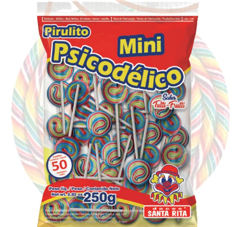 Pirulito Mini Psicodélico Festa Pacote C/50 - Santa Rita
